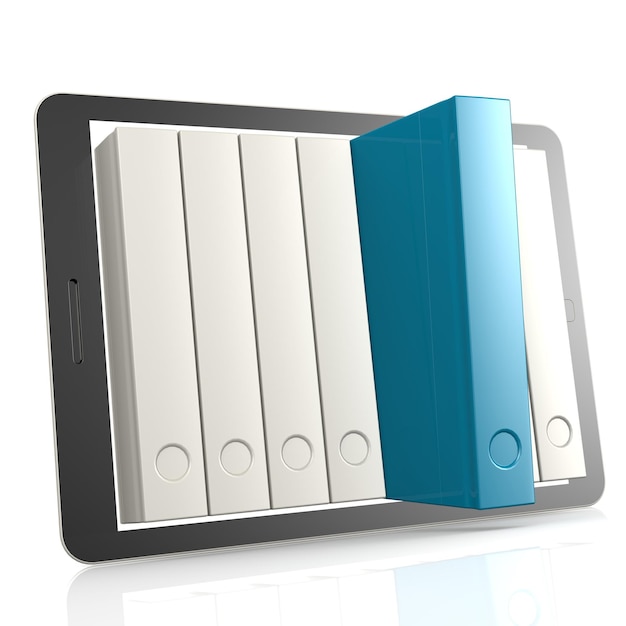 Blauw boek en tablet