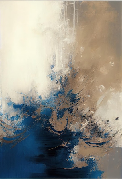 blauw en beige abstract schilderij