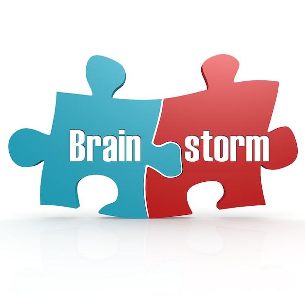 Blauw en rood met brainstorm puzzel