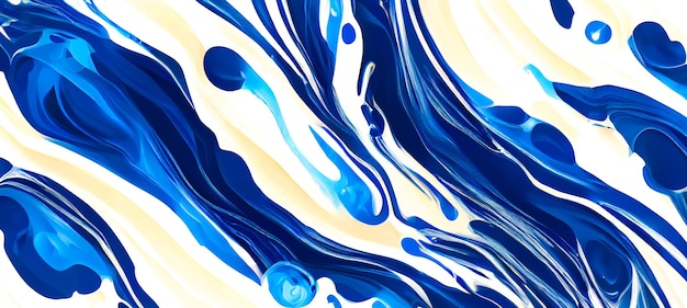 Blauw en wit vloeibaar marmer aquarel abstracte textuur behang