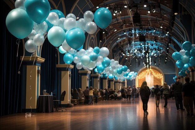 Foto blauw evenement ondersteunt onderzoek naar de gezondheid van mannen met lezingen en stands generatieve ia