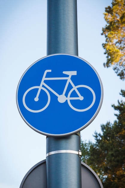 Blauw fietspad teken Markering fietspad