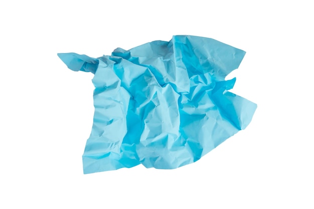 Blauw gekleurde papieren bal geïsoleerd op een witte achtergrond