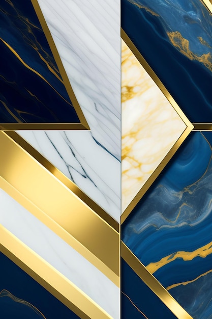 Blauw goud en wit marmeren stenen plaat close-up Wallpaper achtergrond