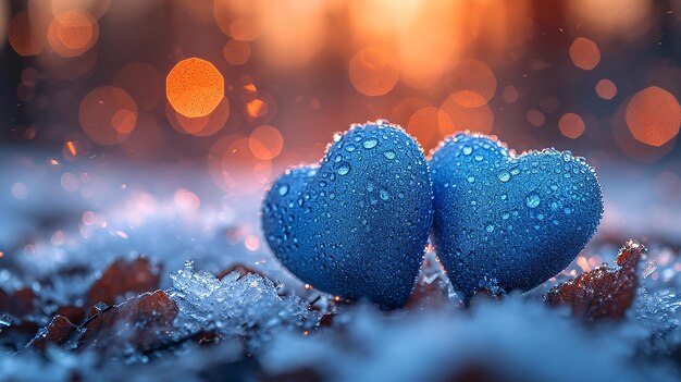 Foto blauw hart valentijnsdag achtergrond glitter