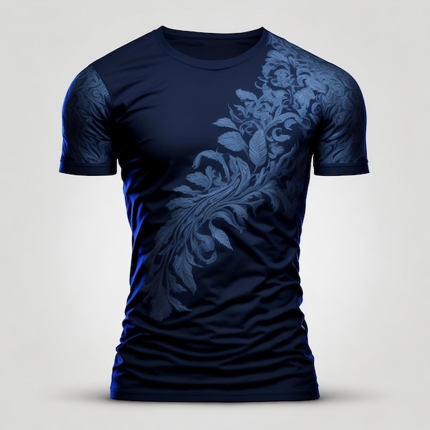 Blauw katoenen T-shirt met luxe design T-shirt Mockup