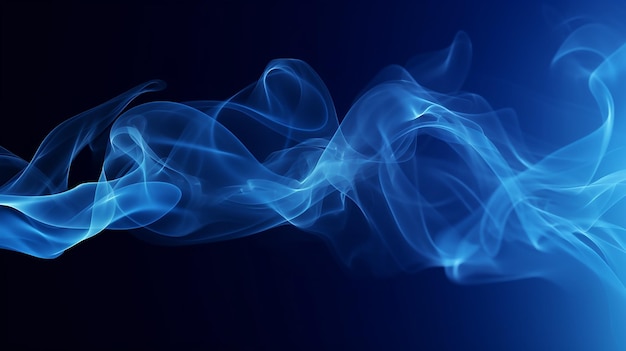 blauw lichteffect met rook op zwarte achtergrond 3D-rendering