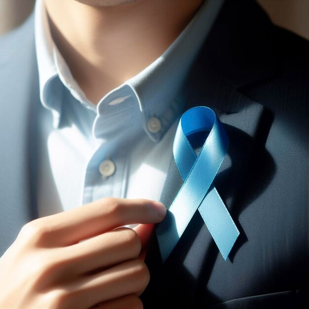 Foto blauw lint logo voor prostaatkanker