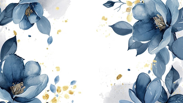 Foto blauw magnolia ontwerp frame wedding seizoensgebonden bloemen kaart