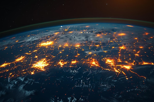 blauw netwerk wereldkaart illustratie in de stijl van neon verlicht stedelijke Generatieve AI