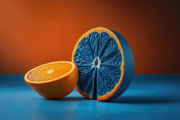 Blauw Oranje op Oranje Achtergrond AI gegenereerd