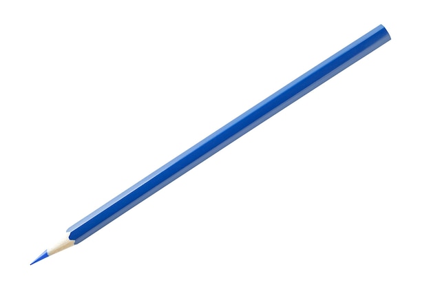 Blauw potlood geslepen geïsoleerd op witte achtergrond met knippad
