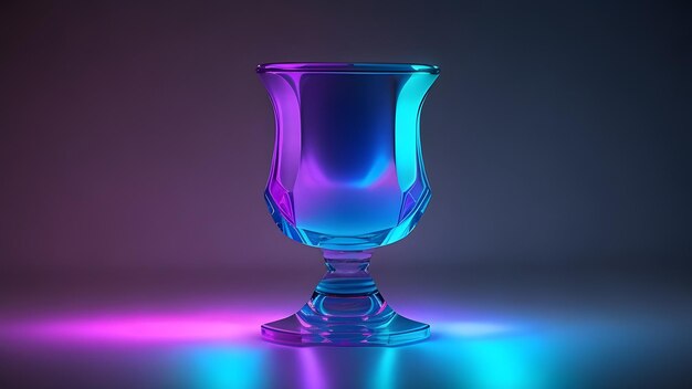 Blauw roze neon gebroken straal beker glas