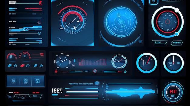 Blauw scherm van het dashboard virtual reality technologie 3D