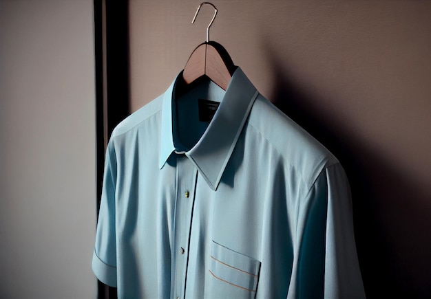 Blauw shirt op de schouders in de kast