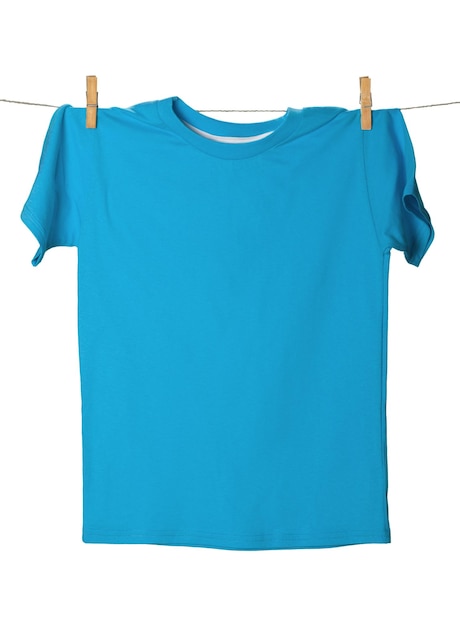 Blauw T-shirt op waslijn