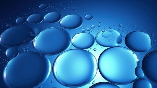 Blauw transparant water Bubbles AI gegenereerd