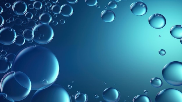 Blauw transparant water Bubbles AI gegenereerd