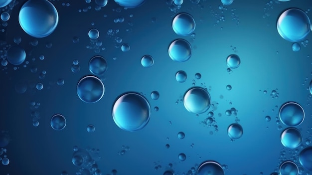 Blauw transparant water Bubbles AI gegenereerd