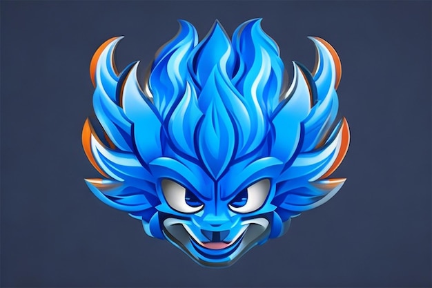 Blauw vuur mascotte logo