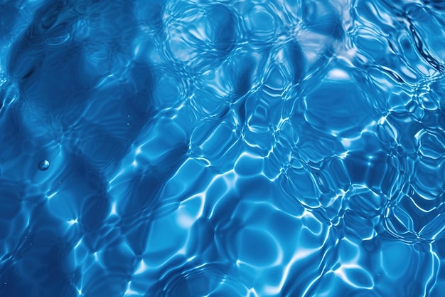 Blauw wateroppervlak Wateroppervlak in levendige blauwe kleur Plat lag kopieerruimte generatieve ai