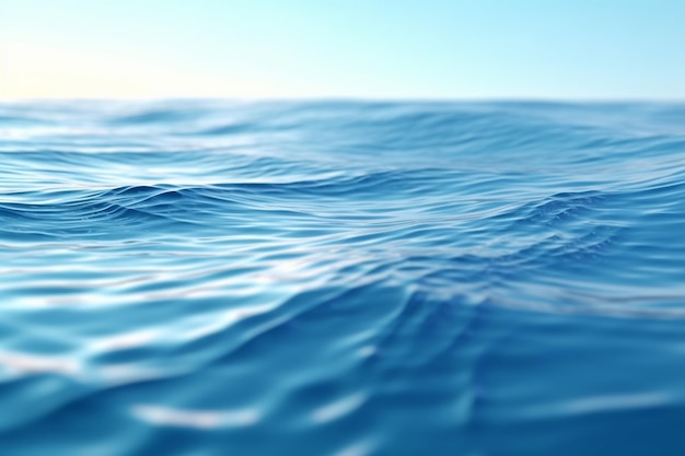 Blauw zeewateroppervlak met rimpelingen en golven 3D-rendering