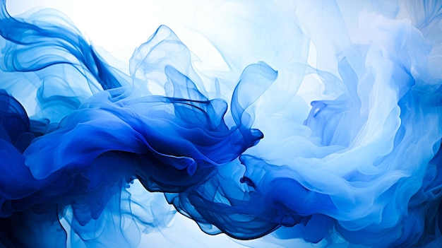 Blauw zwart pigment wervelende inkt abstracte achtergrond vloeibare rook verf onderwater gegenereerd door AI