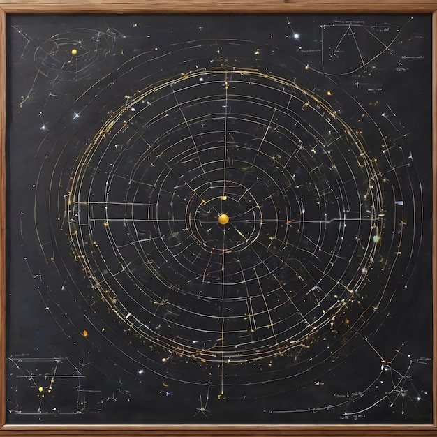 Blauwbord met de reticulum constellatie in het midden getekend
