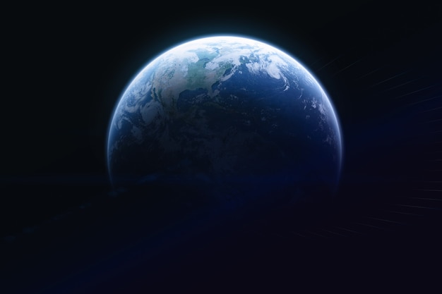 Blauwe Aarde planeet op zwarte achtergrond Aarde bol Elementen van deze afbeelding geleverd door NASA