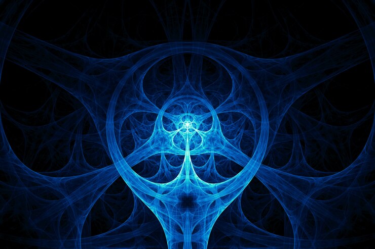 Blauwe abstracte cirkelvormige spijkervorm