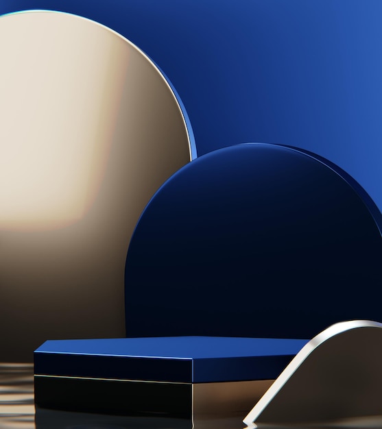 Blauwe abstracte geometrische achtergrond japanse stijl podium blauw concept