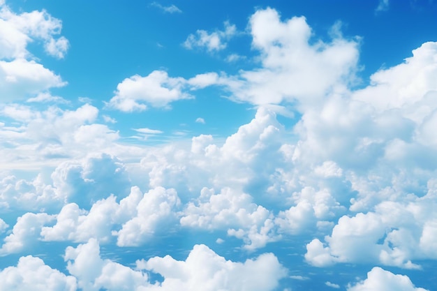 Blauwe achtergrond met kleine wolken Cumulus witte wolken in de heldere blauwe hemel