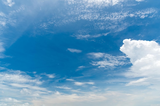 Blauwe achtergrond met wolken Natuur en achtergrondconcept Ruimte en lucht thema