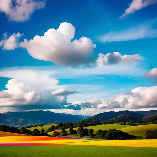 Foto blauwe achtergrond met wolken