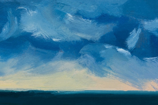 Blauwe achtergrond olieverf mooie penseelstreken close-up Getextureerde abstracte zee achtergrond
