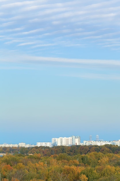 Blauwe avondlucht boven de stad