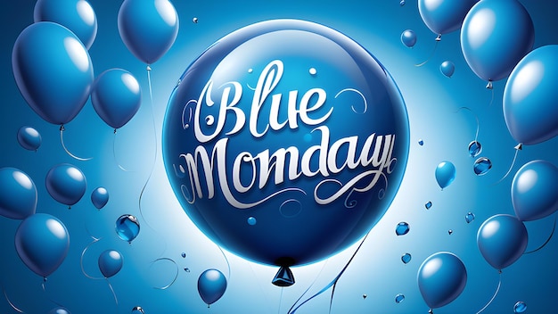 blauwe ballonnen met een blauw maandag thema