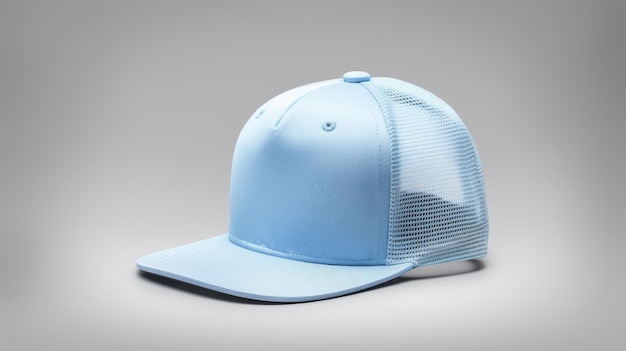 Blauwe baseballpet op een grijze achtergrond Mock up design