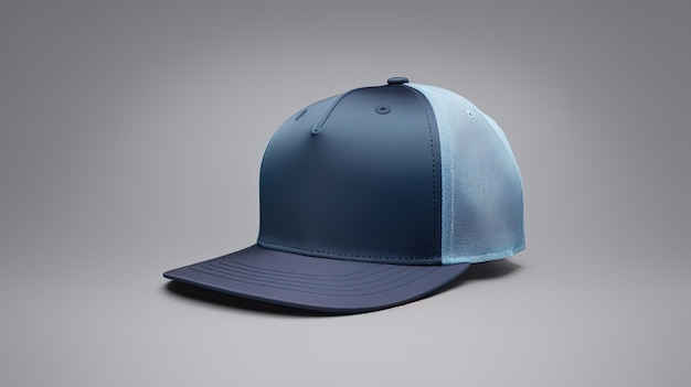 Blauwe baseballpet op een grijze achtergrond Mock up design