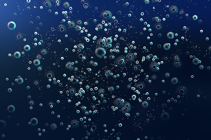 Foto blauwe bellenachtergrond