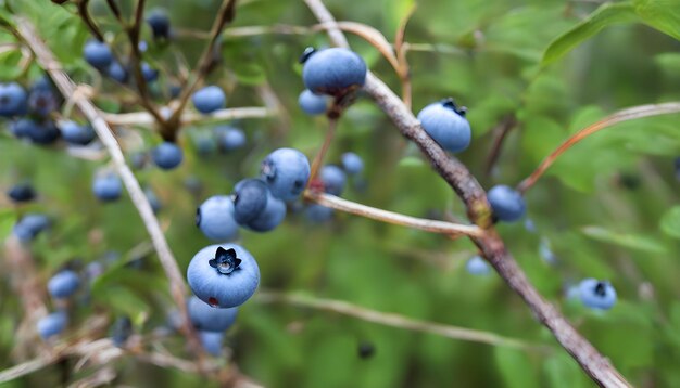 Foto blauwe bessen met bladeren