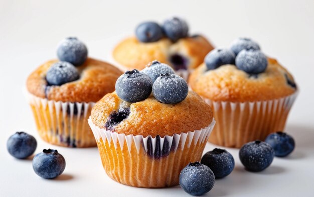 Blauwe bessen muffins op wit