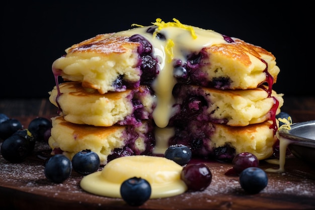 Blauwe bessen pannenkoek met gesmolten boter