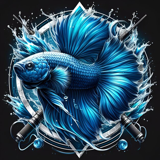 Foto blauwe betta vis logo vector downloaden