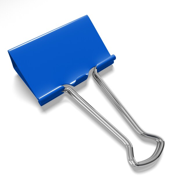 Foto blauwe binder clip geïsoleerd