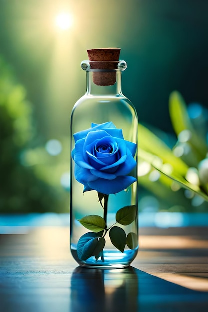 Blauwe bloem in een fles wallpapers