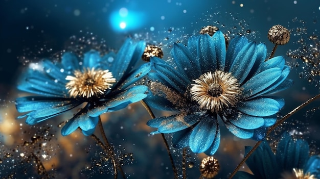 Blauwe bloemen op een blauwe achtergrond