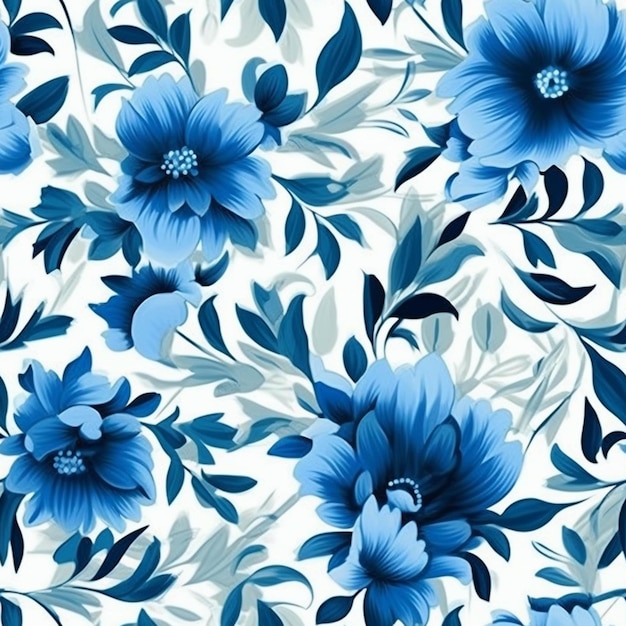 Blauwe bloemen op witte achtergrond generatieve ai