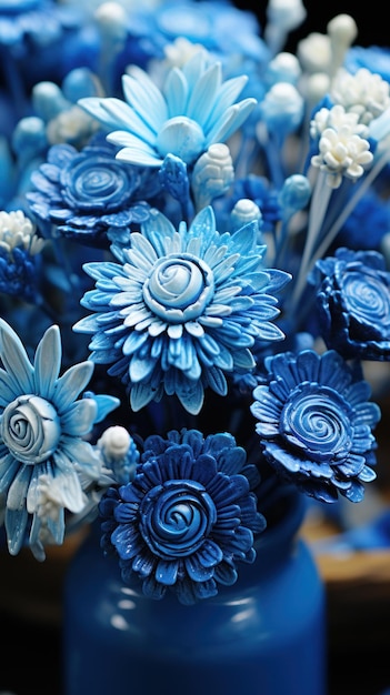 Foto blauwe bloemen uhd behang