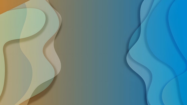 Blauwe bochten en de golven van de zee variëren van zachte tot donkere abstracte vector achtergrondontwerpstijl